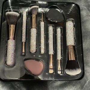 Makeup brush set and 2 beauty blenders